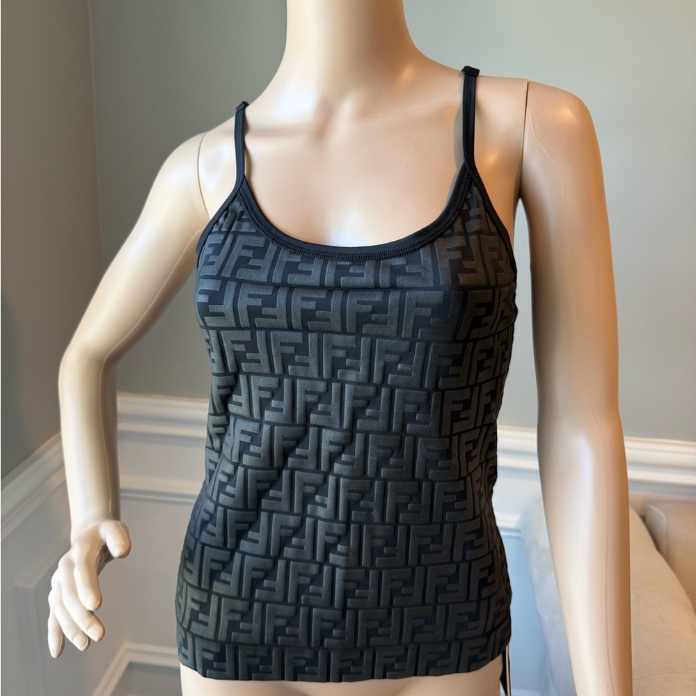 Fendi Fendirama Logo Embossed Fitness Top Size 6